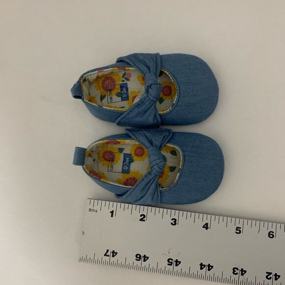 Carters Shoes Baby Girl 0-3 Months Blue Chambray Denim Ballet Flats Closed Toe - Picture 5 of 5